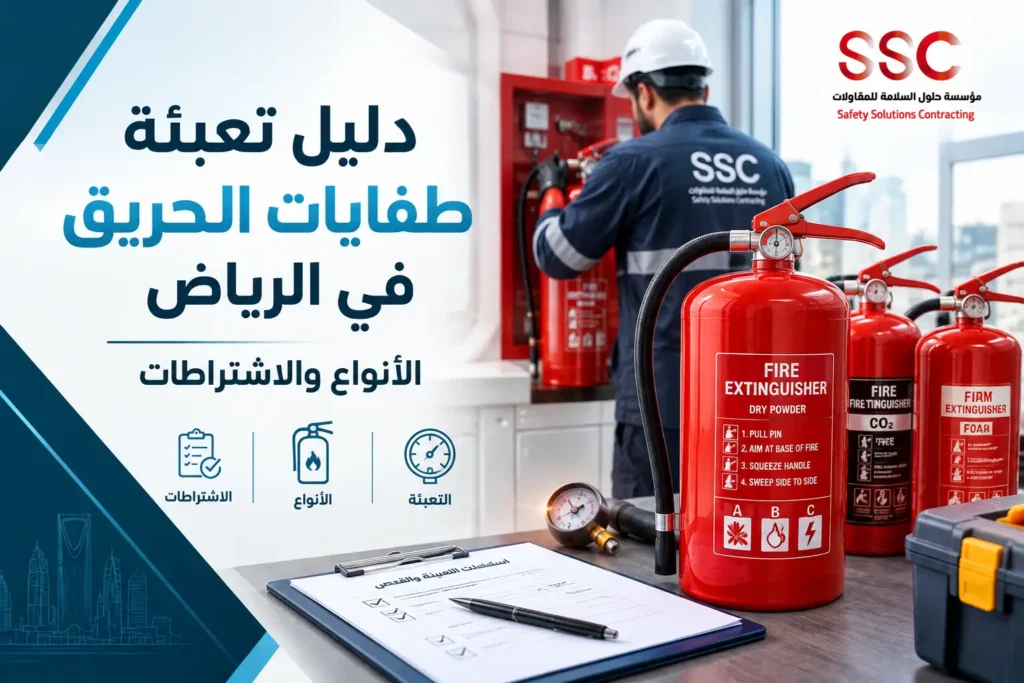 دليل تعبئة طفايات الحريق في الرياض 2026: الأنواع والاشتراطات دليل تعبئة طفايات الحريق في الرياض 2026: الأنواع والاشتراطات